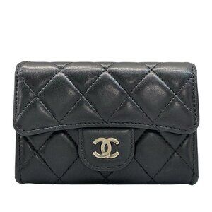 CHANEL Matelasse A80799 Black Lambskin Business Card Holder